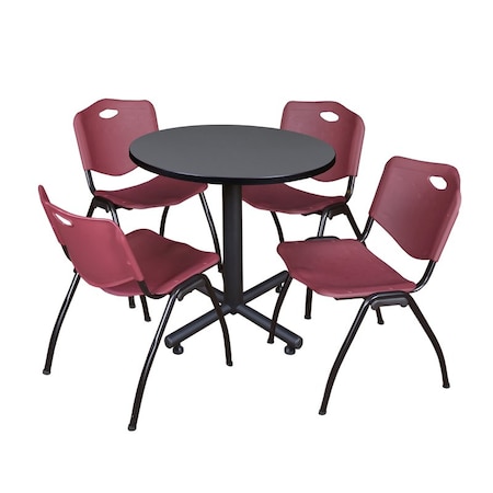 Kobe Kobe Round Table & Chair Set, Wood, Metal, Plastic Top, Grey TKB30RNDGY47BY